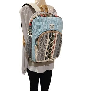 Handmade Large Multi Pocket Natural Hemp Nepal Backpack | Spring and Summer 2024